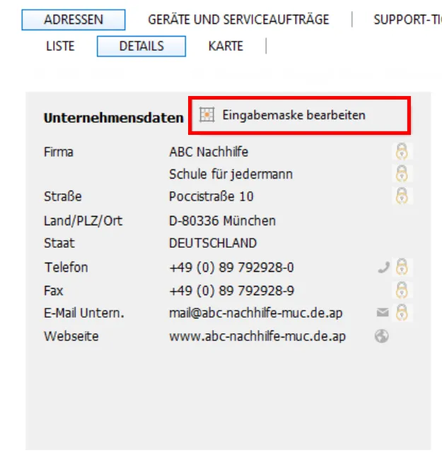 Eingabemaske bearbeiten