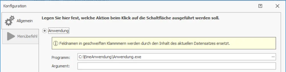 Eingabemaskeneditor Schaltfläche anlegen Anwendung