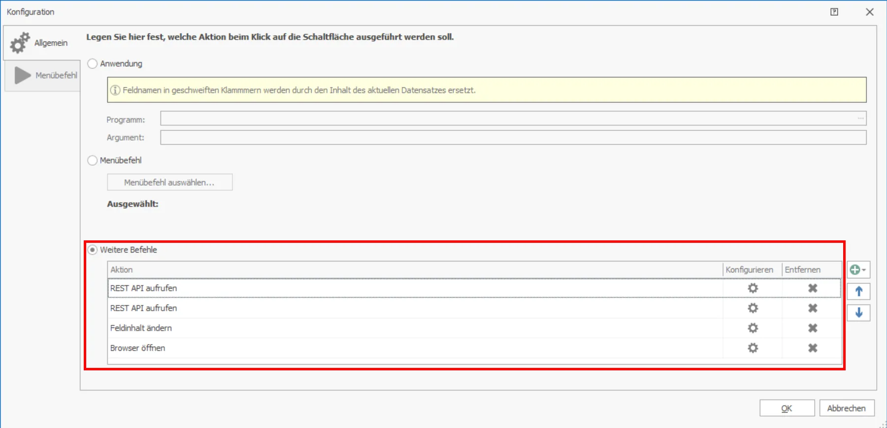 Eingabemasken REST-API API-Aufruf auswerten